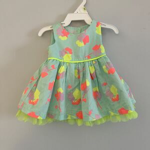 NWT Baby Cat & Jack Neon Floral Girls Dress - Size 0-3